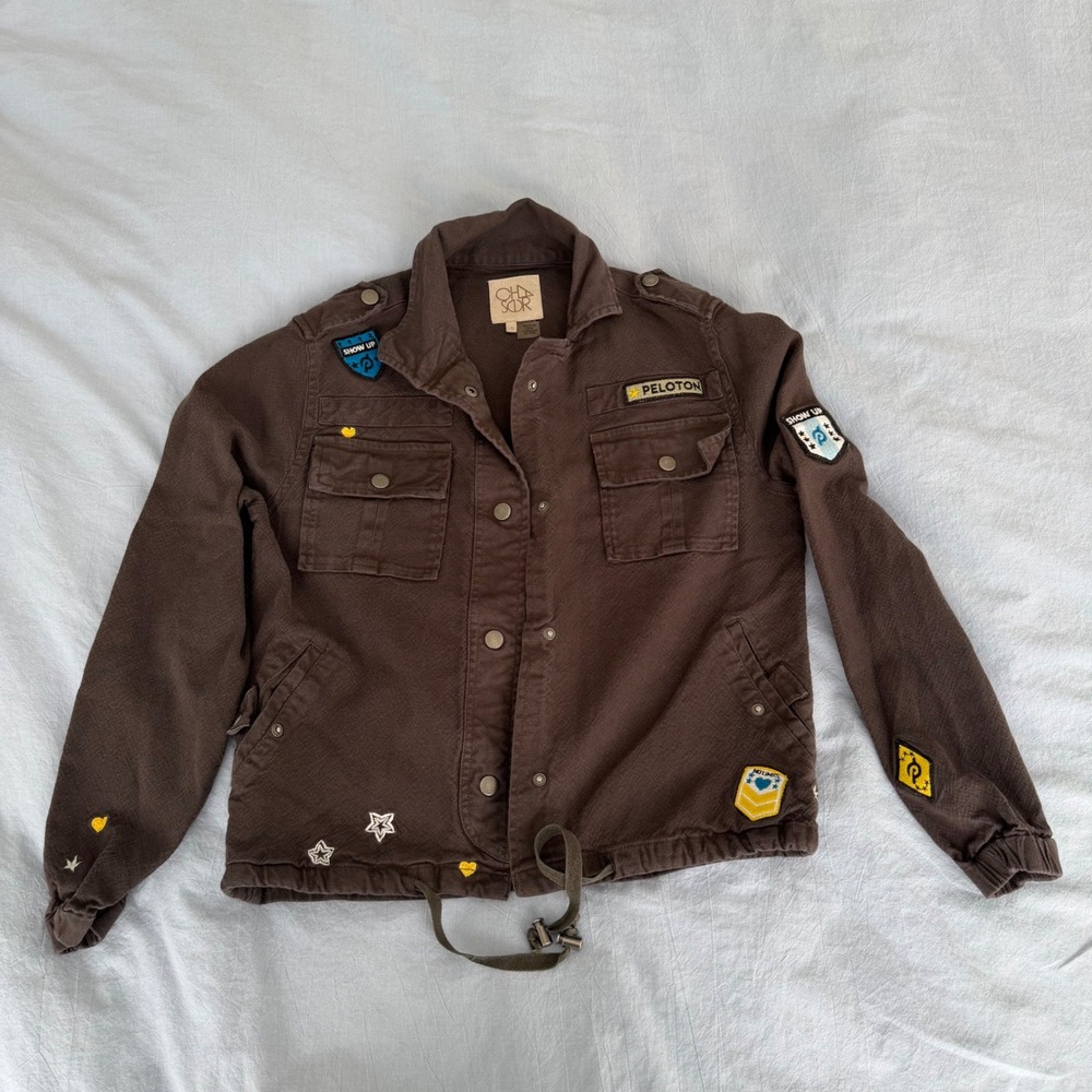 Chaser x Peloton Brown Utility Military Jacket Patches Women Small
